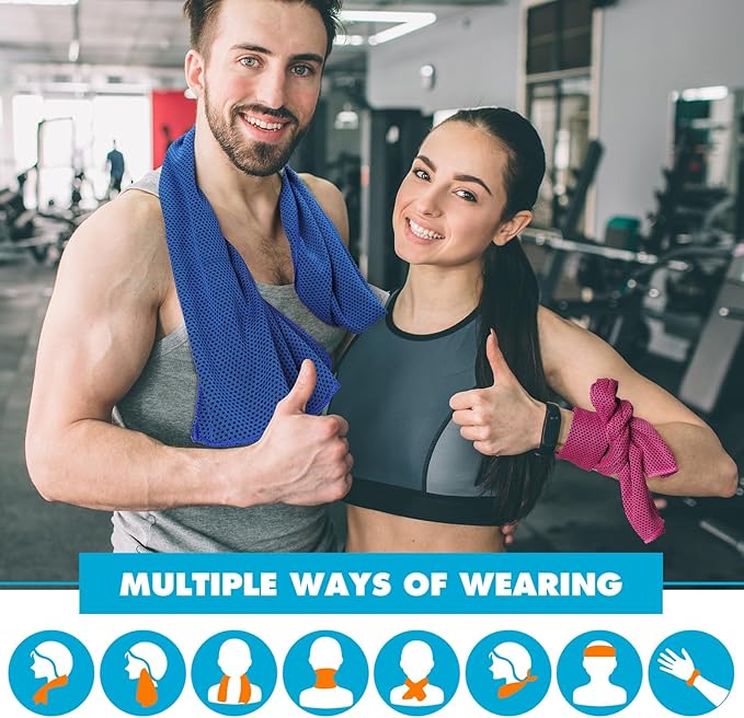 Honoson 20 Packs Cooling Towel, 43" x 16" Ice Towel for Neck and Face Microfiber Breathable Sport Sweat Rag for Gym, Yoga, Travel, Camping, Running, Fitness, Workout & More Activities