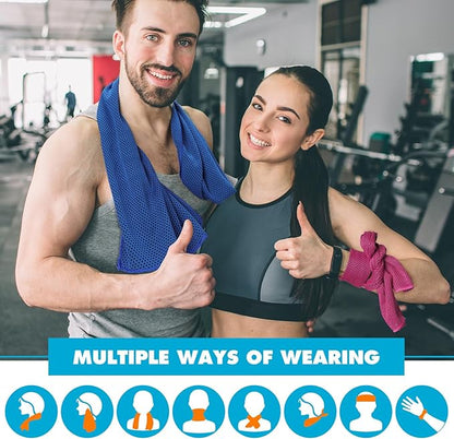 Honoson 20 Packs Cooling Towel, 43" x 16" Ice Towel for Neck and Face Microfiber Breathable Sport Sweat Rag for Gym, Yoga, Travel, Camping, Running, Fitness, Workout & More Activities