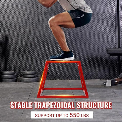 Adjustable Steel Plyometric Box Set – 12/18/24/30 Inch Stackable Step Platform for Home Gym Workouts – Non-Slip Design for Box Jumps, Step Ups & Full-Body Training