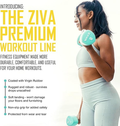 ZIVA RPU Tribell Dumbbell Pair – Premium Urethane-Coated Hand Weights with Ergonomic textured Grip & Steel Core – 2–20 lb Sets in Multiple Colors for Strength Training