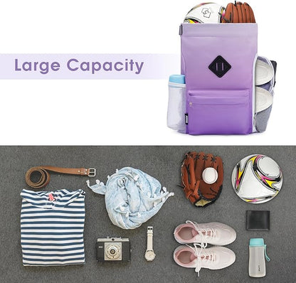 WANDF Drawstring Backpack Sports Gym Bag with Shoes Compartment, Water-Resistant String Backpack Cinch for Women Men (Small,Purple Gradient)