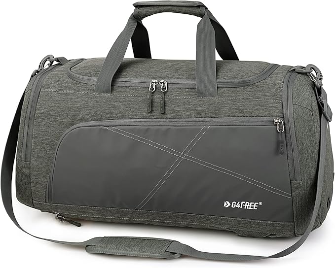 G4Free 45L/60L 3-Way Duffle Backpack Gym Bag with Wet Pocket & Shoes Compartment Sports Travel Weekender Overnight Duffel Bag