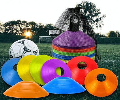 60 Pcs Disc Cones - Agility Soccer Cones with Carry Bag & Holder for Sports Training, Soccer, Football, Basketball, Practice Equipment, Field Markers Indoor and Outdoor Games (6 Colors)