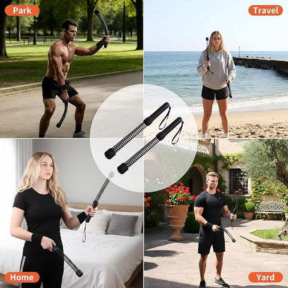 Premium Cordless Battle Ropes - Heavy Duty Ropeless Training Sticks for Home Gym with TPR Grips & Wrist Wraps，Portable Workout Equipment for HIIT, Strength & Cardio Training
