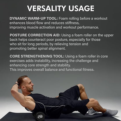 Invincible Fitness 17'' EPP Foam Roller for Deep Tissue Massage – Enhance Recovery, Relieve Pain, and Boost Mobility for a Stronger, Healthier You (Black)