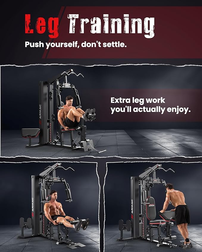 Sportsroyals Home Gym, Multifunctional Gym Equipment, Workout Equipment with 150LBS Weight Stack, for Leg Press, LAT Pull Down, Chest Presses