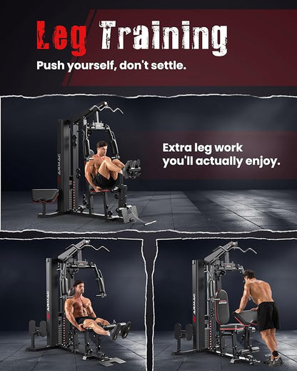 Sportsroyals Home Gym, Multifunctional Gym Equipment, Workout Equipment with 150LBS Weight Stack, for Leg Press, LAT Pull Down, Chest Presses