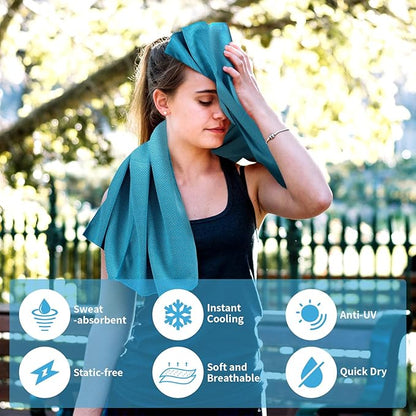 YESLIFE 4 Pack Cooling Towel 40"x12", Gym Towels for Men and Women, Soft Breathable Workout Towels for Yoga, Running, Sport, & More (Blue, Grey, Green, Pink)