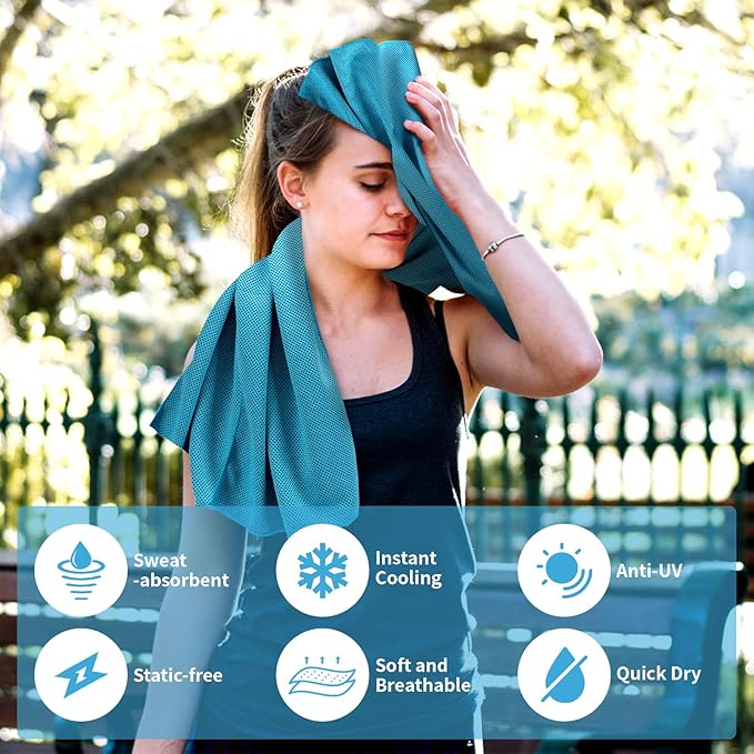 YESLIFE 4 Pack Cooling Towels 40"x12", Gym Towels for Men and Women, Soft Breathable Workout Towels for Yoga, Running, Sport, Workout, Camping, Fitness & More (Black, Light Grey, Brown, Dark Grey)