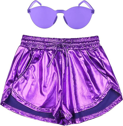 Perfashion Women's Metallic Shorts Summer Sparkly Hot Outfit Shiny Short Pants