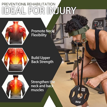 【GurZinn】 Neck Harness Trainer - Adjustable 40" (100cm) Heavy Duty Rope & Neoprene Padding | Improve Neck Strength & Reduce Neck Pain | Gym & Home Use