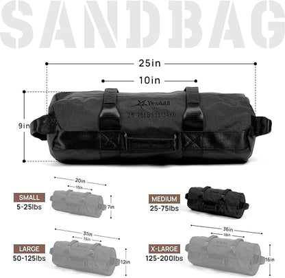 Yes4All Sandbags for Working Out, Adjustable Sand Bags for Weight Training with Handles, Multiple Colors & Sizes 5-200lbs
