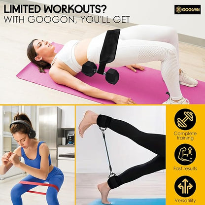 Hip Thrust Belt & Ankle Resistance Bands Set for Women – Glute Workout Kit with Padded Belt, Adjustable Ankle Straps & 5 Loop Bands – Booty Training Equipment for Home or Gym