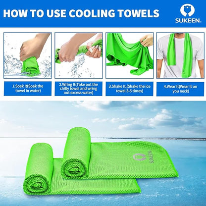Sukeen 12 Pack Cooling Towels (40"x12"), Soft Breathable Chilly Sweat Towel, Microfiber Cooling Towels for Neck and Face, Gym Towels for Sport, Running, Workout, Camping, Fitness