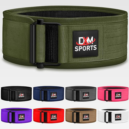 DXM SPORTS Self-Locking Weight Lifting Belt - Men Women Gym Fitness Strength Training, Bodybuilding Powerlifting Weightlifting Workout, Deadlift Squat, Pro Exercise Belt