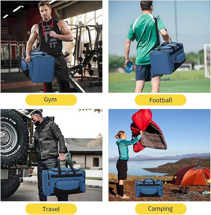 Gym Bag 22 inch Sport Duffle Bag for Men - 55L Weekender Duffel Bag for Travel 22“×12”×13“ - Royal Blue