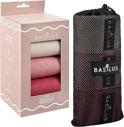 3-Pack Fabric Resistance Bands for Legs & Glutes – Exercise Bands for Strength Training, Yoga, Pilates & Fitness – Mesh Bag & Exercise Guide Included
