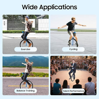 16/24 Inch Wheel Unicycle with Steel Rim, Unicycle Electric Wheel Skidproof Mountain Tire Cycling Sports Exercise with Adjustable Seat, Adults Kids Outdoor Sports Fitness Exercise Tool