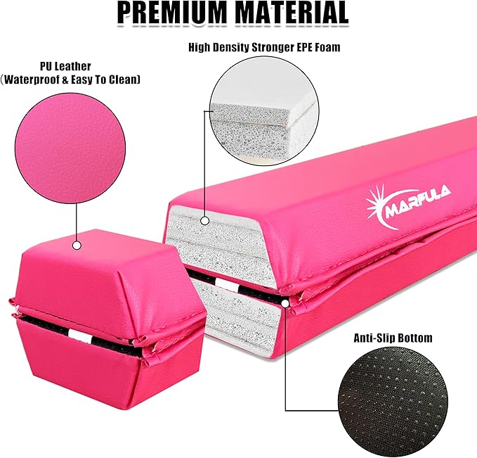 MARFULA 6 FT / 8 FT / 9 FT / 10 FT Folding Gymnastic Balance Beam for Kids with Carry Bag for Home and Club Use