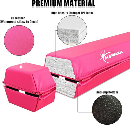 MARFULA 6 FT / 8 FT / 9 FT / 10 FT Folding Gymnastic Balance Beam for Kids with Carry Bag for Home and Club Use