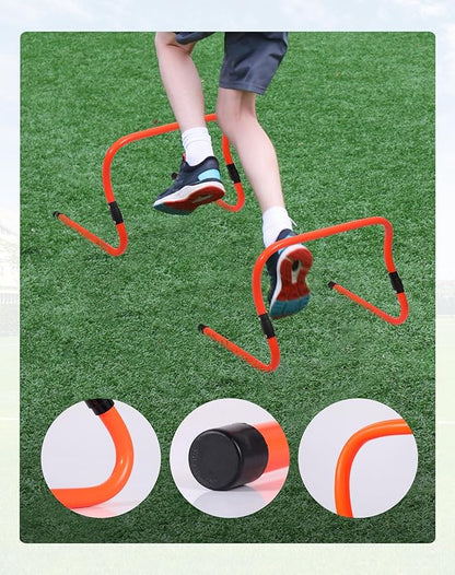 Lineslife Adjustable Agility Hurdles,4 Height Speed Training Hurdles, Portable Speed Training Equipment with Carry Bag for for Athletes,Kids,Soccer,Basketball
