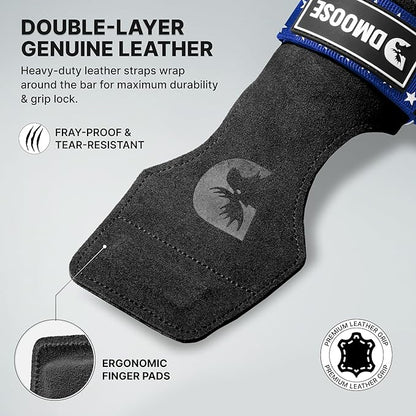 DMoose Fitness Weight Lifting Hooks (Pair) for Deadlifts, Pull Ups, Rows & Shrugs - Anti-Rip Nylon Strap Hand Grips with Thick Wrist Padding - Heavy Duty Wrist Straps for Weightlifting & Gym Workouts