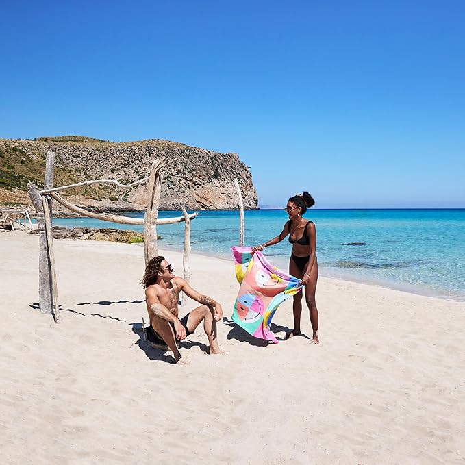 Dock & Bay Beach Towel - Quick Dry, Sand Free - Compact, Lightweight - 100% Recycled - Includes Bag - Calm - Large (160x90cm, 63x35)