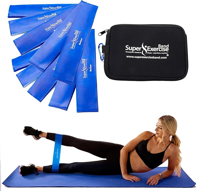USA 14" x 3" Extra Long Latex Free Mini Loop Bands in 3, 5, 10 Pack Sets. 10 Strengths for Resistance Training, Stretching, Yoga, Toning. Plus an Exclusive iPhone App and E-Book.