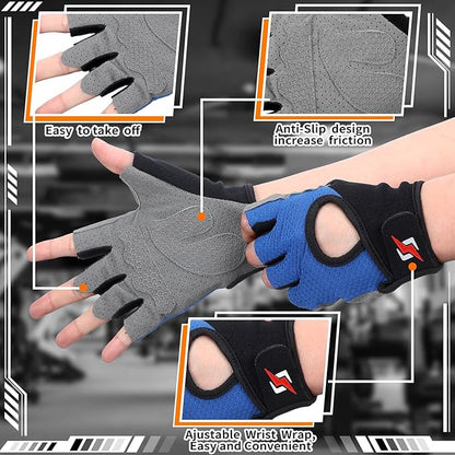 3 Pairs Weight Lifting Gloves for Men Women, Gym Workout Gloves with Full Palm Protection, Breathable Anti-Slip Fitness Glove for Training, Cycling, Pull-ups, Medium