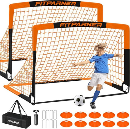 Kids Soccer Goals for Backyard Set - 2 Pack of Portable Pop Up Soccer Nets with Ball,Cones,Complete Training Equipment Kit for Toddler,Youth,Kids Age 3-14,Outdoor Sports Game