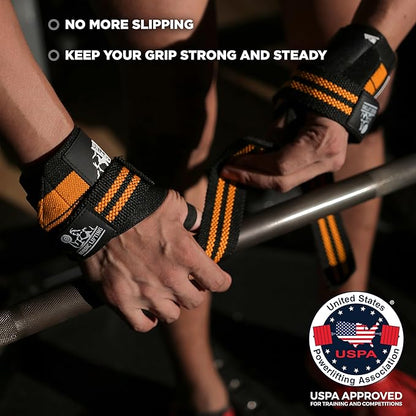 Wrist Wraps + Lifting Straps Bundle (2 Pairs) for Weightlifting, Cross Training, Workout, Gym, Powerlifting, Bodybuilding - Support for Men/Women, Avoid Injury During Weight Lifting