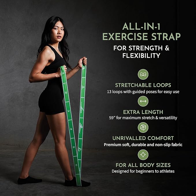 Stretching Strap Set of 3, Stretch Straps with Loops for Yoga, Pilates, Dance, Physical Therapy, 3 Resistance Bands, Stretch Bands for Exercise, Flexibility, Yoga Straps for Stretching