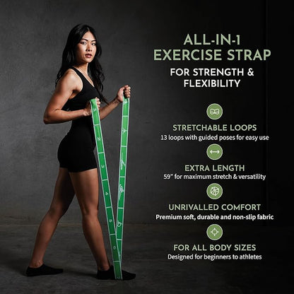 Stretching Strap Set of 3, Stretch Straps with Loops for Yoga, Pilates, Dance, Physical Therapy, 3 Resistance Bands, Stretch Bands for Exercise, Flexibility, Yoga Straps for Stretching
