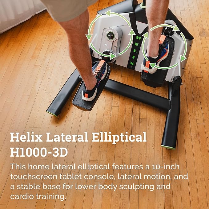 New for '26 Helix Lateral Elliptical H1000-3D | Home Lateral Trainer 3D 10" Touchscreen Tablet Console | Lateral Elliptical | Compact Cardio Machine for Lower Body Sculpting | Leg Exercise Machine