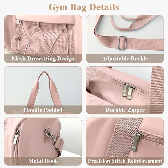 Small Gym Bag for Women, Travel Duffle Bag Carry On Weekender Bag with Shoe Compartment Overnight Gym Tote Personal Item Bag for Men