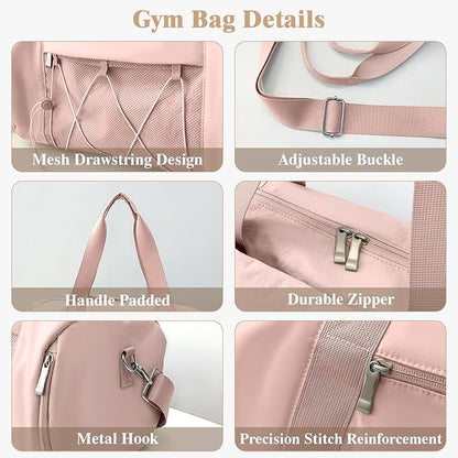 Small Gym Bag for Women, Travel Duffle Bag Carry On Weekender Bag with Shoe Compartment Overnight Gym Tote Personal Item Bag for Men