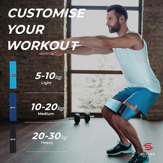 ELVIRE Fabric Resistance Bands for Working Out | Exercise Bands Resistance Bands Set of 3 | Booty Bands for Women Workout Bands Resistance Loops | Leg Bands for Working Out Glute Bands, Squat Bands