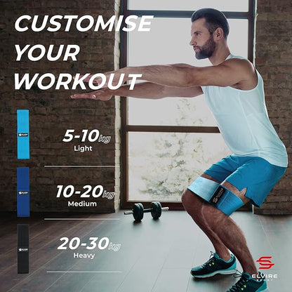 ELVIRE Fabric Resistance Bands for Working Out | Exercise Bands Resistance Bands Set of 3 | Booty Bands for Women Workout Bands Resistance Loops | Leg Bands for Working Out Glute Bands, Squat Bands