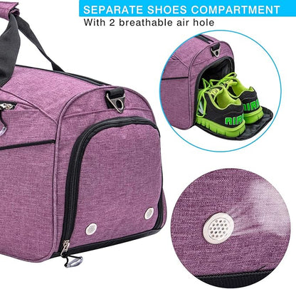 Kuston Sports Gym Bag with Shoes Compartment &Wet Pocket Gym Duffel Bag Overnight Bag for Men and Women
