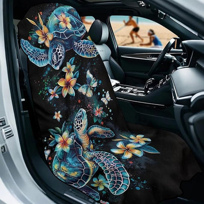 Bulopur Sea Turtle Car Seat Cover Towels Front Seats Boho Floral Sweating Car Seat Cover Highly Absorbent for Surfing Yoga Gym Workout Towel Blanket