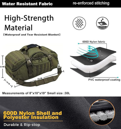 Travel Duffle Bag Backpack for Men - Large Tactical Bags Weekender Gym Bag for Overnight Traveling Military Workout Deployment Sports (Green, 25L)