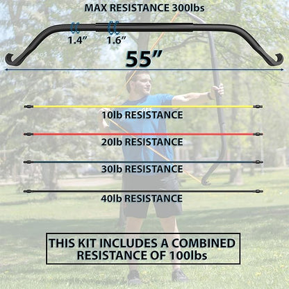 Synergee Resistance Bow. Portable Home Gym with Resistance Bands and Bar System. Collapsible Resistance Bar with Handles. Full Body Workouts for Home, Travel or Outdoors.