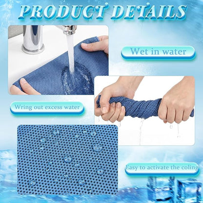 Honoson 10 Pack Cooling Towels Bulk - 47"x12" Soft Breathable Ice Towels for Neck & Face, Portable Chilly Rags Microfiber Sweat Rags for Yoga, Sports, Gym, Workout & Fitness (Dark Blue)