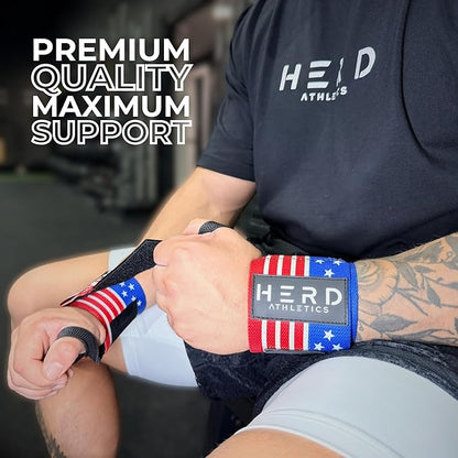 Weightlifting Wrist Wraps – 12" & 18" Adjustable Support with Thumb Loop – Medium Stiffness for Powerlifting, Olympic Lifting, Functional Fitness, Bodybuilding