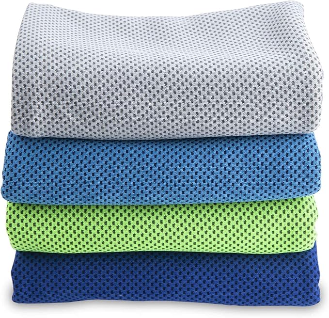 4 Packs Cooling Towel (40"x 12"), Ice Towel, Microfiber Towel, Soft Breathable Chilly Towel Stay Cool for Yoga, Sport, Gym, Workout, Camping, Fitness, Running, Workout & More Activities (Multicolor)