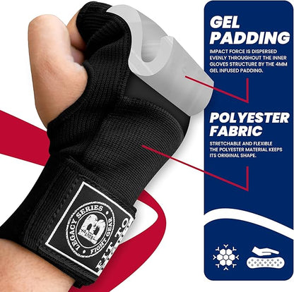 Bout3® Gel Boxing Handwraps for Men & Women - Inner Gloves with Gel Padding for Wrist Support, Comfort, 80cm Long Straps, Impact Protection - Ideal for Boxing, MMA, Kickboxing, Training