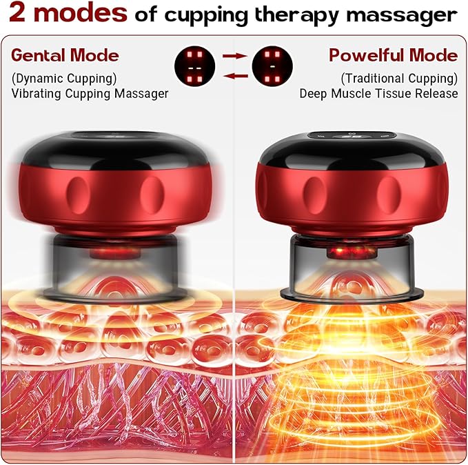 2 Pack Cupping Set, Smart Cupping Therapy Massager, 7 in 1 Red Light Cupping Therapy Set with 2 Modes for Targeted Pain Relief, Muscle Soreness,Tighter Skin,Cupping Kit with 12 Levels Suction and Heat