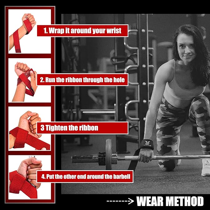 Genuine Leather Lifting Straps, Wrist Assistance for Heavy Pulls, Weightlifting Bodybuilding, Gym, Fitness Accessories, Strength Training, Powerlifting, & Deadlifts