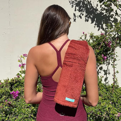 FACESOFT Eco Friendly Gym Towel for Working Out - Soft and Absorbent Cotton Exercise - No Synthetic Microfibers or Plastics - Sweat Towel for Gym, Fitness, Sports, Yoga - Cinnamon - 1 Pc