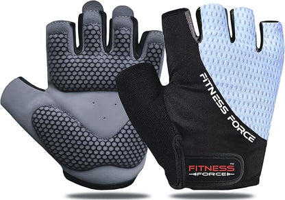 FITNESS FORCE Breathable Workout Gloves for Men and Women, Padded Weight Lifting Gloves with Full Palm Protection for Grip, Exercise, Cycling, Gym, Fitness Training